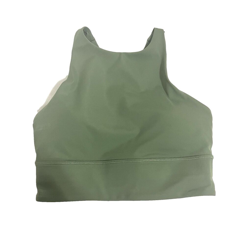 Lululemon Energy Longline Bra Size‎ 4 Green Medium Support Yoga Training Strappy